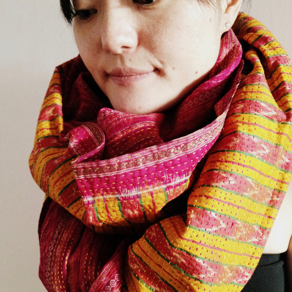 Sustainable silk Kantha scarf