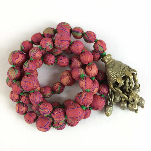 Necklace - Vintage Jhumka  and Silk Bead Necklace
