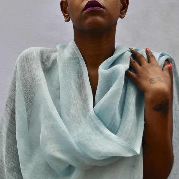 Blue linen shawl called Telba