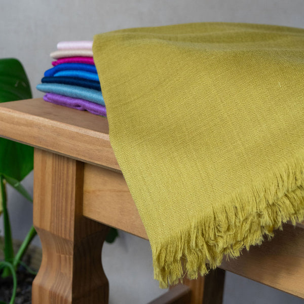 Kashmir Loom - Silk / Wool Shawl made in Kashmir in a mustard yellow