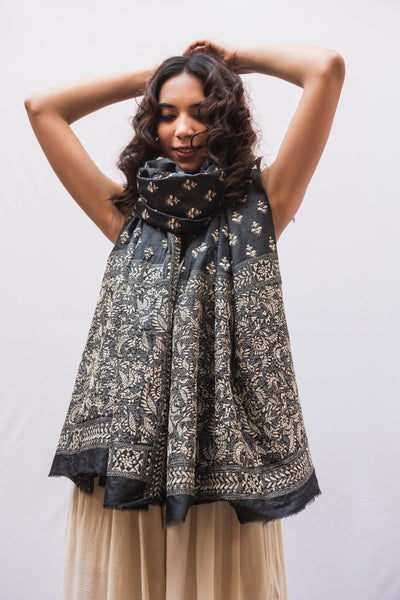 Ella - Exquisite Hand Embroidered Nakshi Kantha Wrap