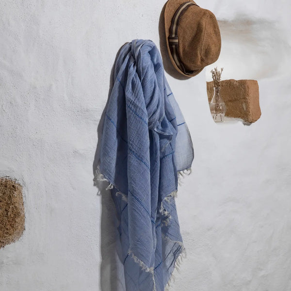 Blue Handwoven Cotton Shawl